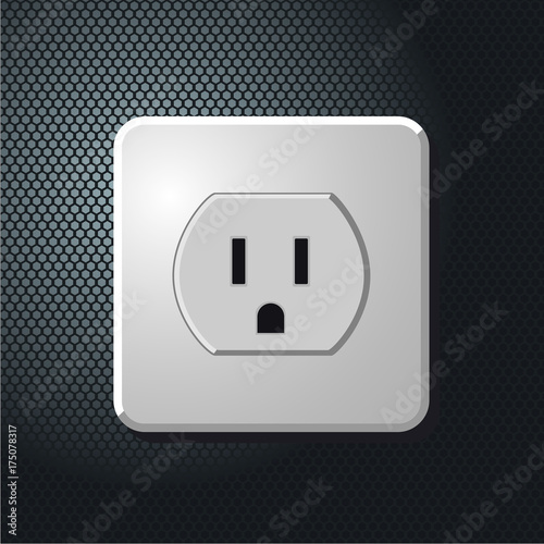 Realistic electrical USA outlet on the wall. Vector energy equipment.