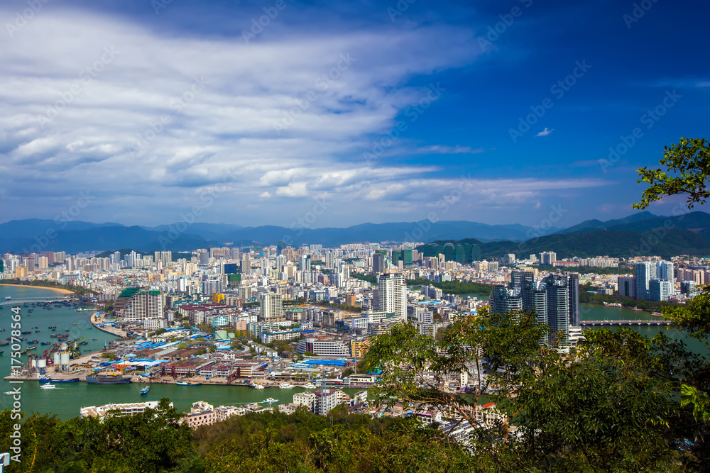 Panorama of the city from the park Luhuitou. Sanya, Hainan, China. Panorama of the city from the park Luhuitou. Sanya, Hainan, China.