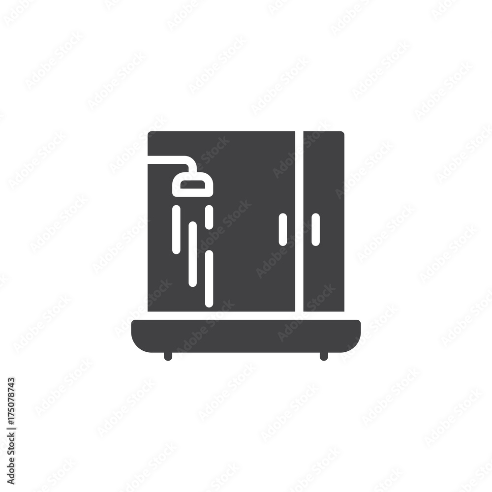 Shower cabin icon vector, filled flat sign, solid pictogram isolated on white. Symbol, logo illustration.