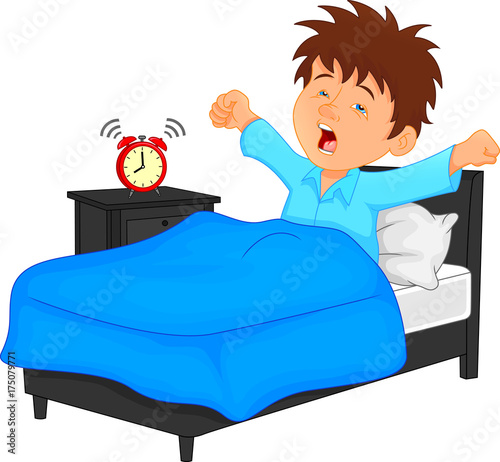 little boy wake up in the morning