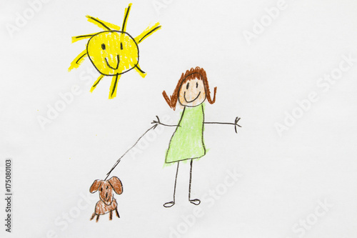 Kid Drawing: Walking Dog