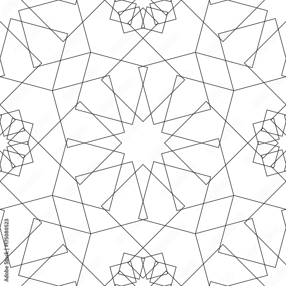Obraz premium Geometric seamless pattern. Vector abstract background. Black lines pattern on white.