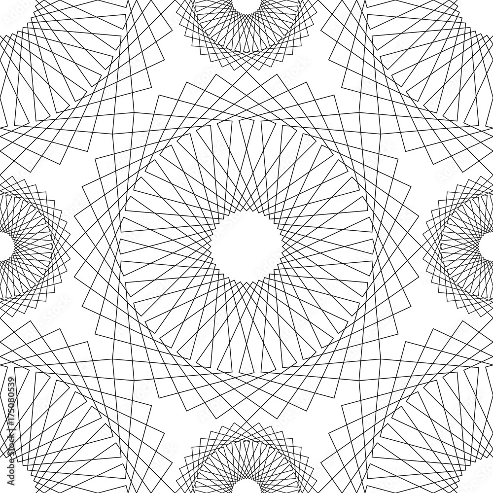 Geometric seamless pattern. Vector abstract background. Black lines pattern on white.