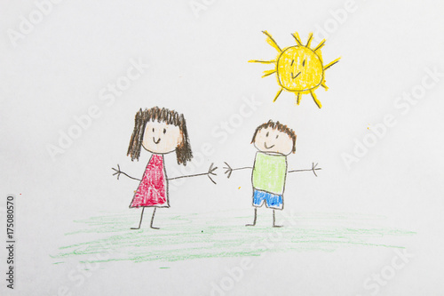 Kid drawing: Friends Outside
