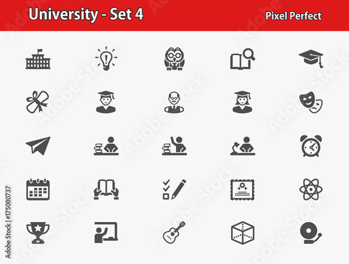 University Icons. Professional, pixel perfect icons optimized for both large and small resolutions. EPS 8 format.