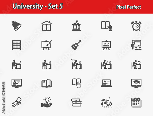 University Icons. Professional, pixel perfect icons optimized for both large and small resolutions. EPS 8 format.