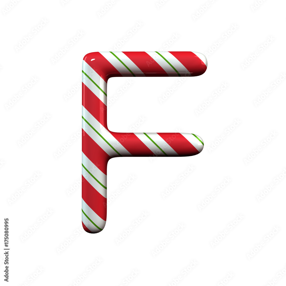 Obraz premium red and white stripe candy cane letter F