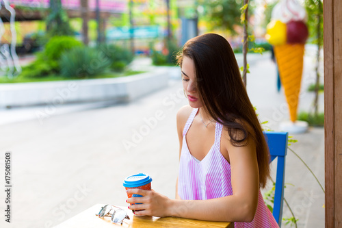 Woman in the street cafe