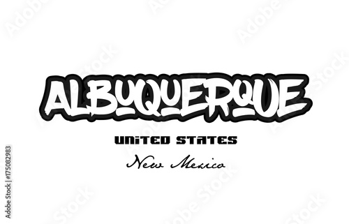 United States albuquerque new mexico city graffitti font typography design