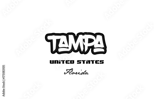 United States tampa florida city graffitti font typography design