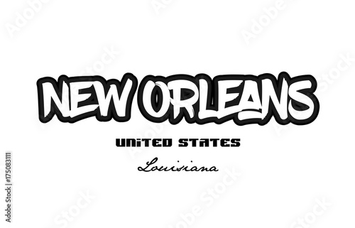 United States new orleans louisiana city graffitti font typography design