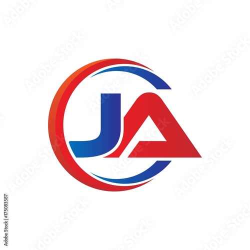 ja logo vector modern initial swoosh circle blue and red photo