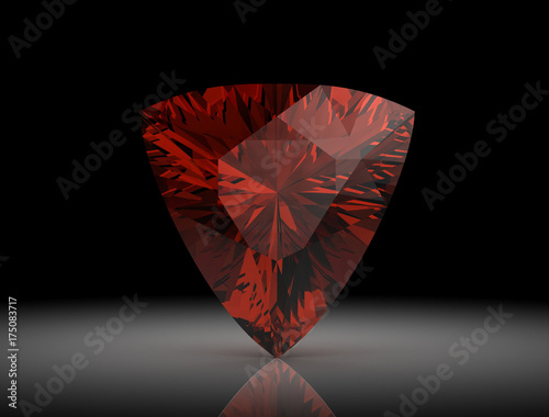 Ruby or Rodolite gemstone on black background.3D illustration photo