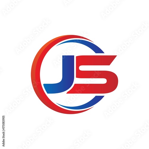 js logo vector modern initial swoosh circle blue and red
