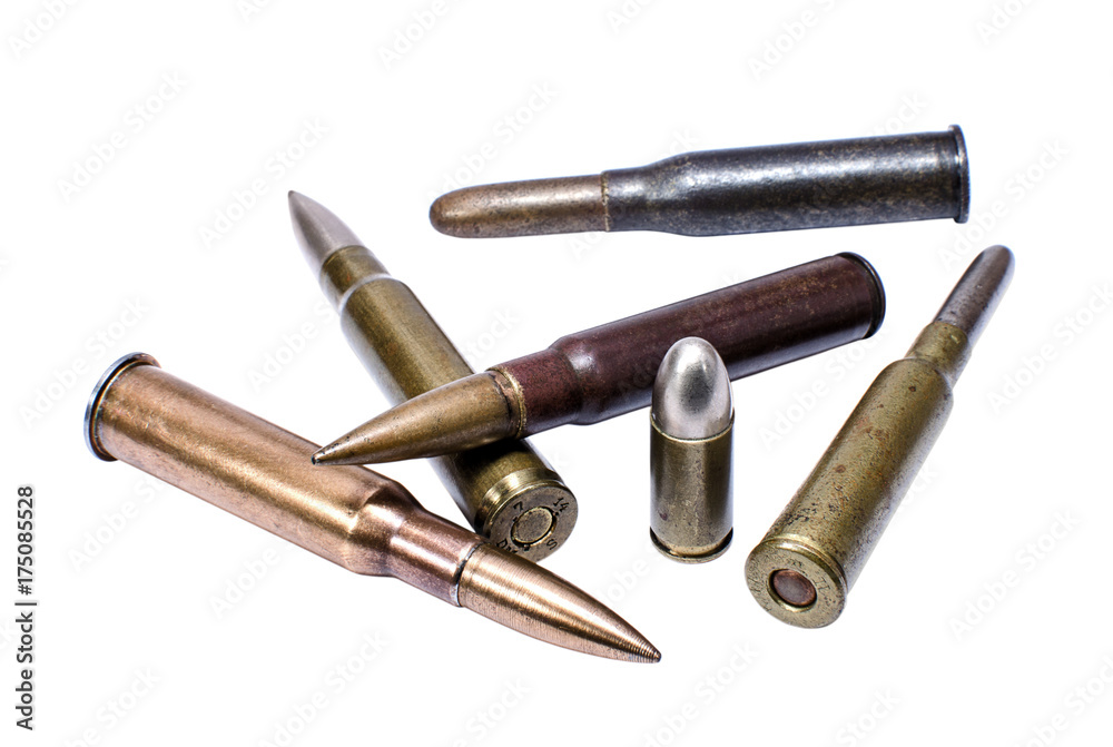 Old rifle cartridges and one pistol patron