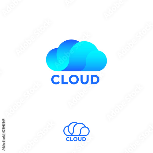 Cloud computing logo. Cloud info emblems. Cloud storage logo. Chat or network icon.
