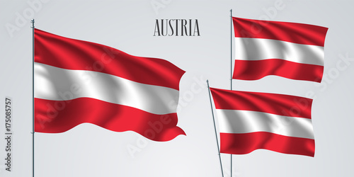 Austria waving flag set of vector illustration