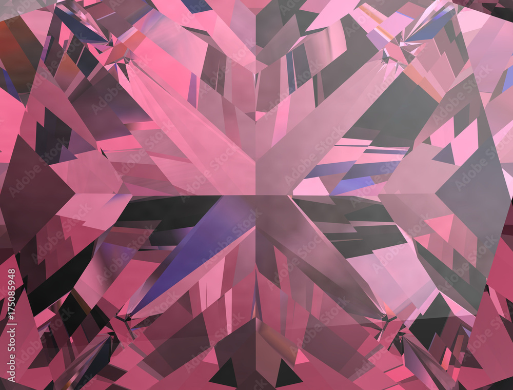 Realistic pink diamond texture close up, 3D illustration. Stock