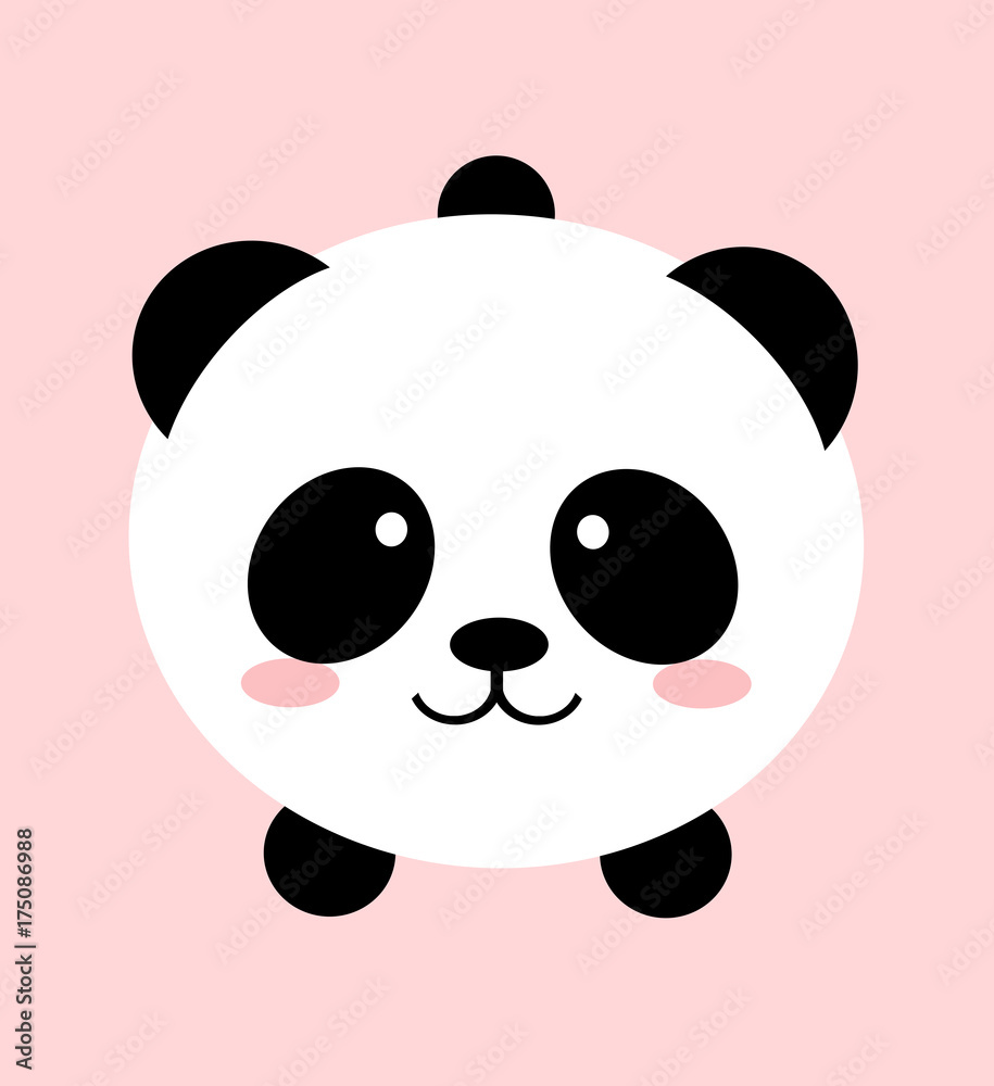 Lovely kawai panda bear. Digital design of a lovely cute kawaii panda bear  over a pastel pink background. Illustration Stock