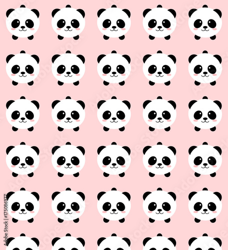 Lovely Kawai Panda Bear. Digital Design Of A Lovely Cute Kawaii Panda Bear  Over A Pastel Pink Background. Stock Photo, Picture and Royalty Free Image.  Image 87818775.