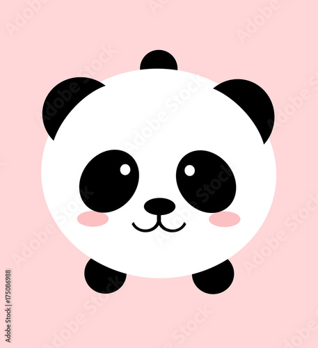 Lovely Kawai Panda Bear. Digital Design Of A Lovely Cute Kawaii Panda Bear  Over A Pastel Pink Background. Stock Photo, Picture and Royalty Free Image.  Image 87818775.