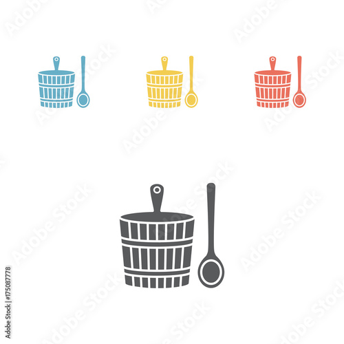 Wooden sauna bucket. Vector illustration.