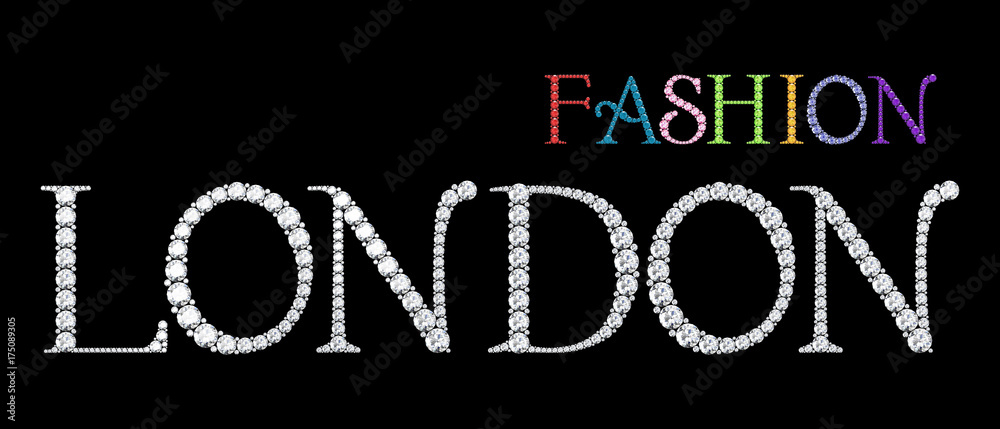 Obraz premium diamond fashion text with black background (high resolution 3D image)