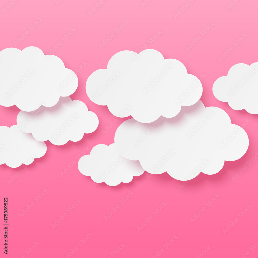 Paper clouds on pink background