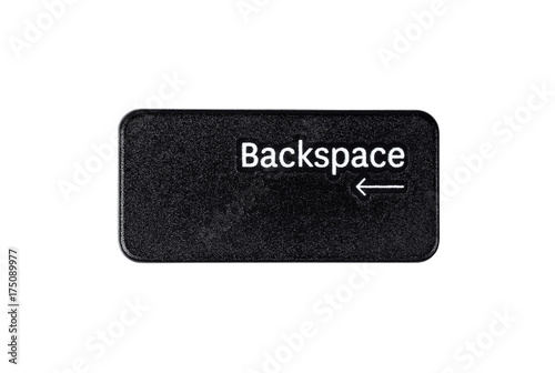 Black backspace button closeup on white background photo