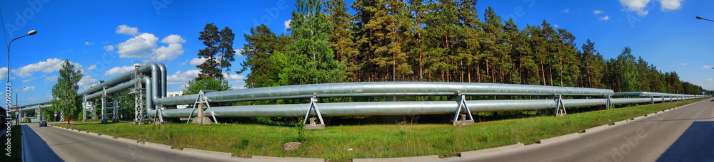 Panoramic view of shining pipes 