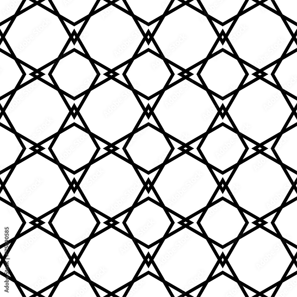 Naklejka premium White and black geometric ornament. Seamless pattern for web, textile and wallpapers