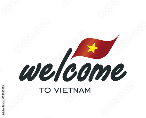 Welcome to Vietnam flag sign logo icon