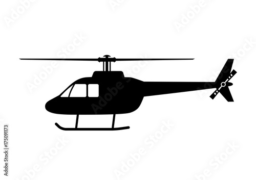 Black helicopter vector icon on white background