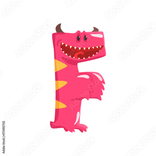 Cartoon character monster letter F