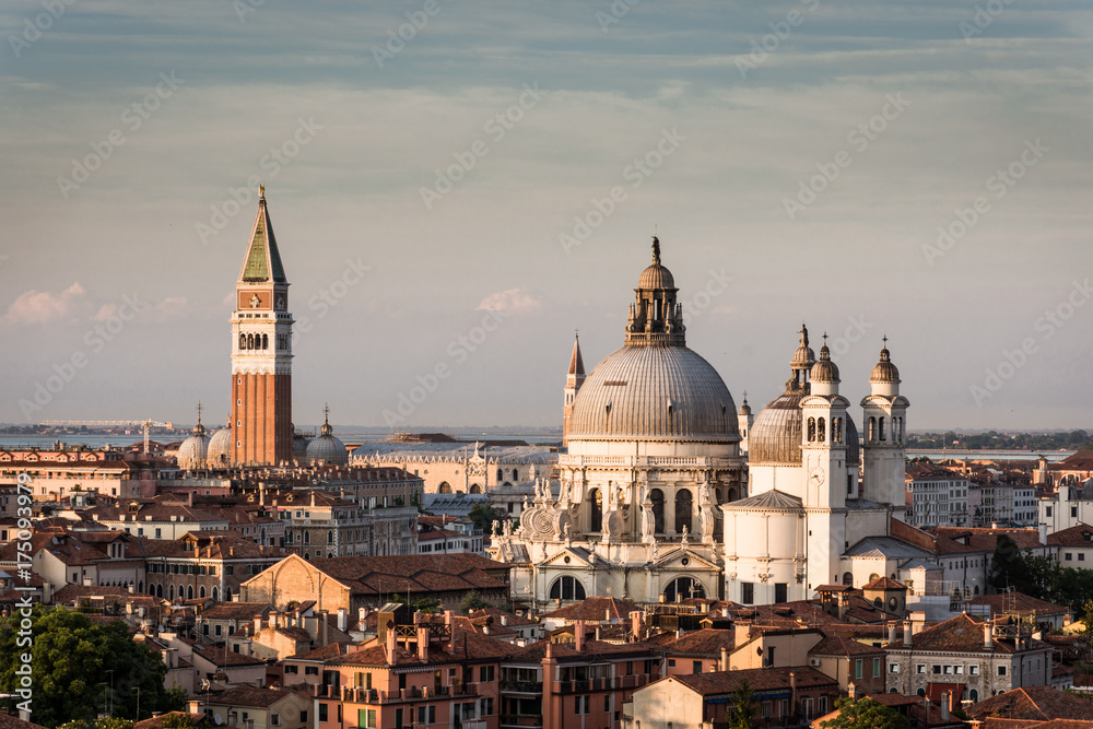 particular view of San Marco and another church from ship in navigation