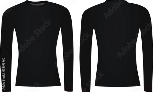 Black long sleeved t shirt. vector illustration