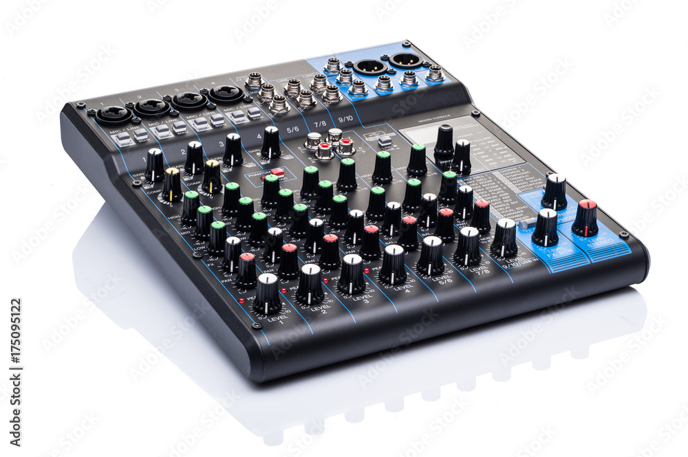 mixing console isolated at white background mixing console isolated at white background