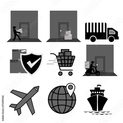 Service Industry including Delivery, Moving, Transportation and Logistic signs icons set.