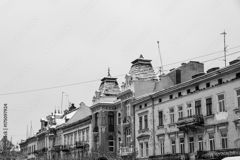 The city view, Lviv, Ukraine. A view of old beautiful street in Lviv, Ukraine.