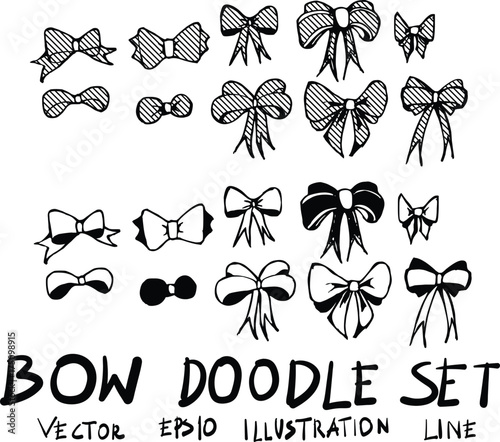 Hand drawn bow isolated. Vector sketch black and white background illustration icon doodle eps10
