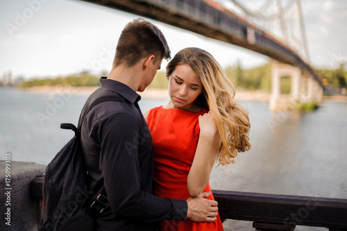 Love story on the background of bridge © fesenko