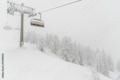 Blizzard on ski resort