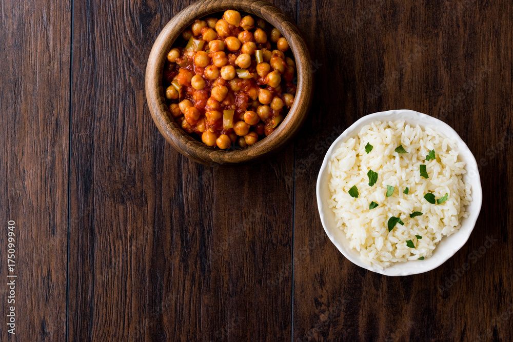 Chana Masala Chickpeas served with rice Chana Masala Chickpeas served with rice