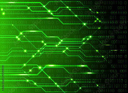 dark green color Light abstract circuit technology background ,abstract technology concept background, vector illustration