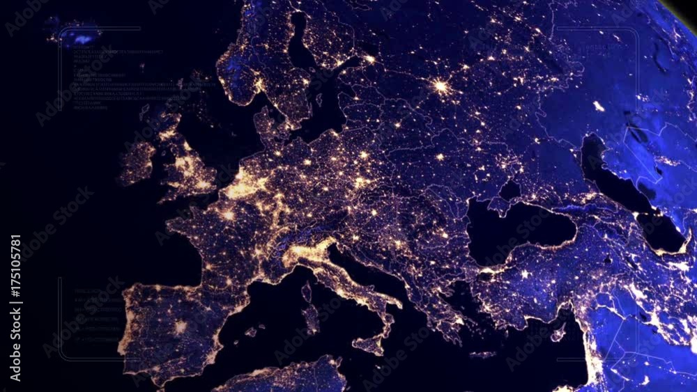 Syria to Germany Planet Earth intro.Flight to South Africa .HUD with digital data code.Futuristic cosmic opener. Good for headline news, TV show and techno advertisement. Tech background.