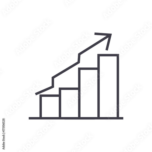 bars ascendant graph vector line icon, sign, illustration on white background, editable strokes