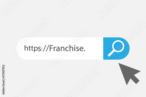 Franchise button icon. Web site icon. Www icon with hand cursor in flat style