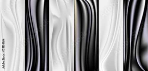 Abstract black and white satin background.