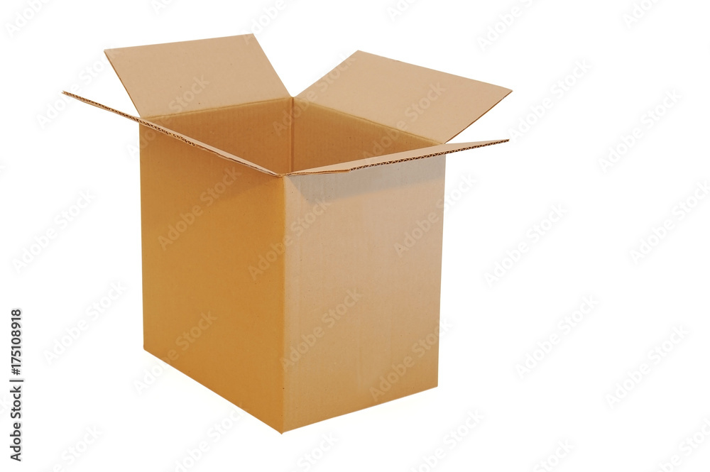 Open big box made of cardboard on a white background Open big box made of cardboard on a white background