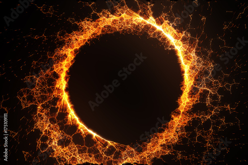 Sparks flying in all directions running around in a circle 3d illustration